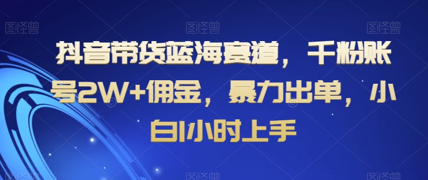 抖音带货蓝海赛道，千粉账号2W+佣金，暴力出单，小白1小时上手【揭秘】副业项目课程-副业赚钱项目-副业赚钱创业-手机赚钱副业-挂机项目-鹿图社副业网-资源网-无人直播-引流秘籍-电商运营鹿图社