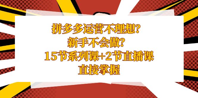 拼多多运营不理想？新手不会做？15节系列课+2节直播课学会直接掌握副业项目课程-副业赚钱项目-副业赚钱创业-手机赚钱副业-挂机项目-鹿图社副业网-资源网-无人直播-引流秘籍-电商运营鹿图社