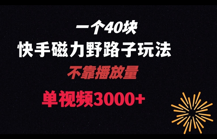 一个40块，快手联合美团磁力新玩法，无视机制野路子玩法，单视频收益4位数【揭秘】副业项目课程-副业赚钱项目-副业赚钱创业-手机赚钱副业-挂机项目-鹿图社副业网-资源网-无人直播-引流秘籍-电商运营鹿图社