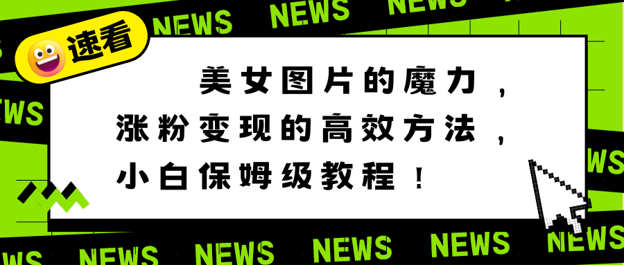 美女图片的魔力，涨粉变现的高效方法，小白保姆级教程！副业项目课程-副业赚钱项目-副业赚钱创业-手机赚钱副业-挂机项目-鹿图社副业网-资源网-无人直播-引流秘籍-电商运营鹿图社