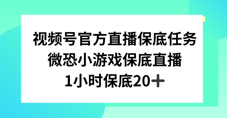 视频号直播任务，微恐小游戏，1小时20+副业项目课程-副业赚钱项目-副业赚钱创业-手机赚钱副业-挂机项目-鹿图社副业网-资源网-无人直播-引流秘籍-电商运营鹿图社