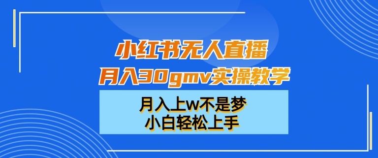 小红书无人直播月入30gmv实操教学，月入上w不是梦，小白轻松上手副业项目课程-副业赚钱项目-副业赚钱创业-手机赚钱副业-挂机项目-鹿图社副业网-资源网-无人直播-引流秘籍-电商运营鹿图社