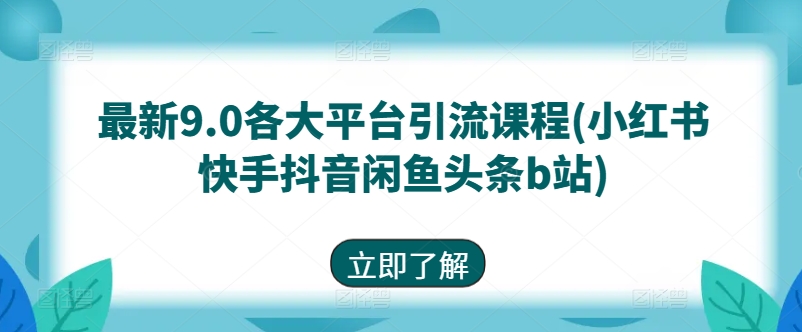 最新9.0各大平台引流课程(小红书快手抖音闲鱼头条b站)副业项目课程-副业赚钱项目-副业赚钱创业-手机赚钱副业-挂机项目-鹿图社副业网-资源网-无人直播-引流秘籍-电商运营鹿图社