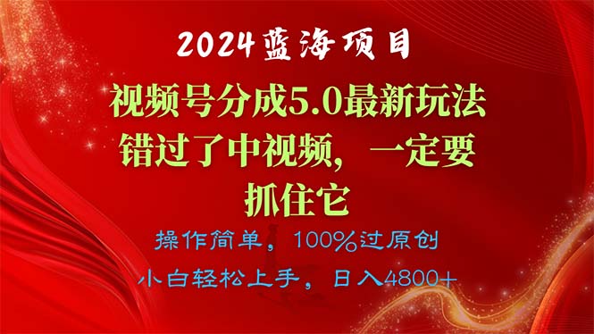 2024蓝海项目，视频号分成计划5.0最新玩法，错过了中视频，一定要抓住…副业项目课程-副业赚钱项目-副业赚钱创业-手机赚钱副业-挂机项目-鹿图社副业网-资源网-无人直播-引流秘籍-电商运营鹿图社