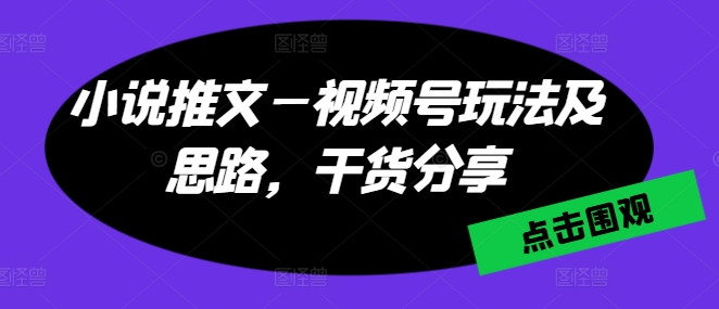 小说推文—视频号玩法及思路，干货分享副业项目课程-副业赚钱项目-副业赚钱创业-手机赚钱副业-挂机项目-鹿图社副业网-资源网-无人直播-引流秘籍-电商运营鹿图社