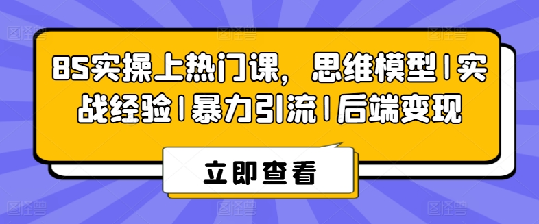 8S实操上热门课，思维模型|实战经验|暴力引流|后端变现副业项目课程-副业赚钱项目-副业赚钱创业-手机赚钱副业-挂机项目-鹿图社副业网-资源网-无人直播-引流秘籍-电商运营鹿图社