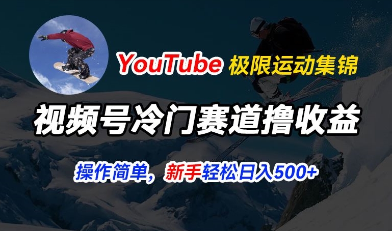 视频号冷门赛道撸收益，YouTube搬运极限运动集锦，暴力起号，操作简单流量高，轻松日入5张副业项目课程-副业赚钱项目-副业赚钱创业-手机赚钱副业-挂机项目-鹿图社副业网-资源网-无人直播-引流秘籍-电商运营鹿图社