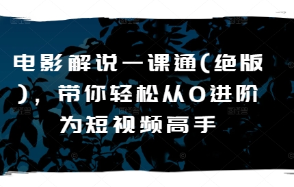 电影解说一课通(绝版)，带你轻松从0进阶为短视频高手副业项目课程-副业赚钱项目-副业赚钱创业-手机赚钱副业-挂机项目-鹿图社副业网-资源网-无人直播-引流秘籍-电商运营鹿图社